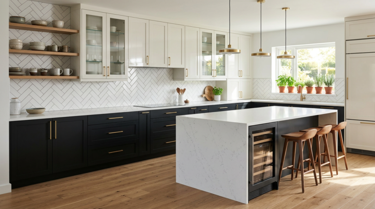 two-tone kitchen cabinet