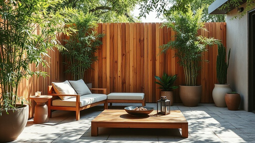 layered screens with greenery