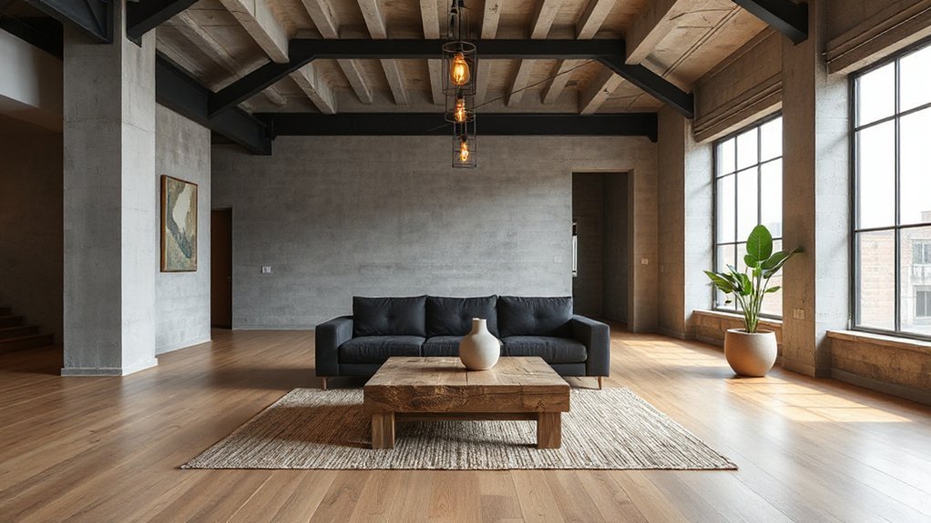 layered warm industrial lighting