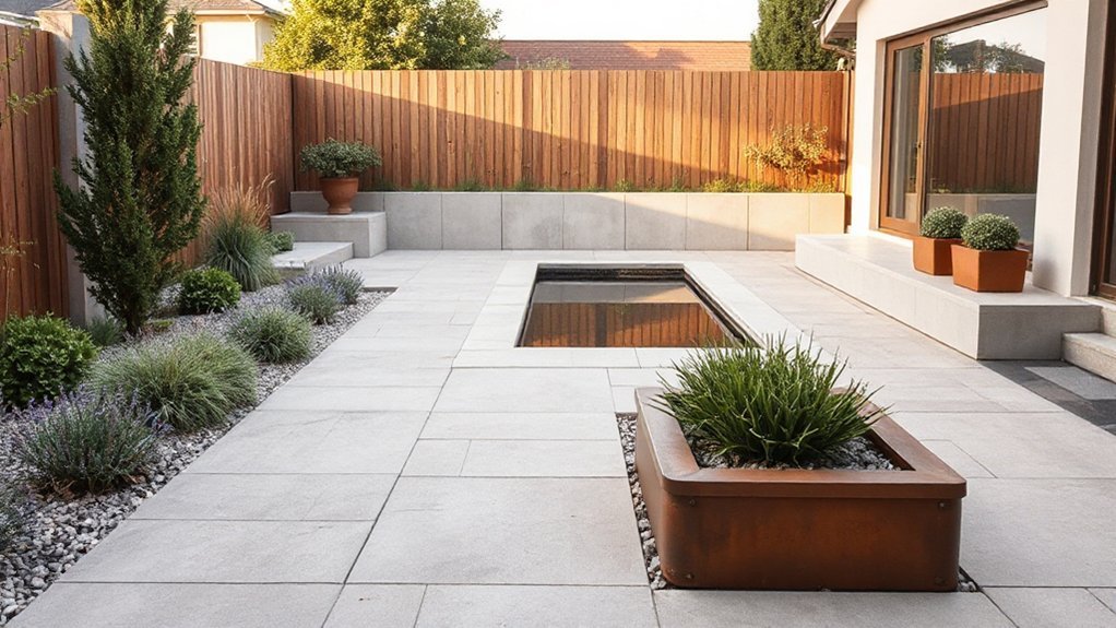 low maintenance natural garden accents modern back garden