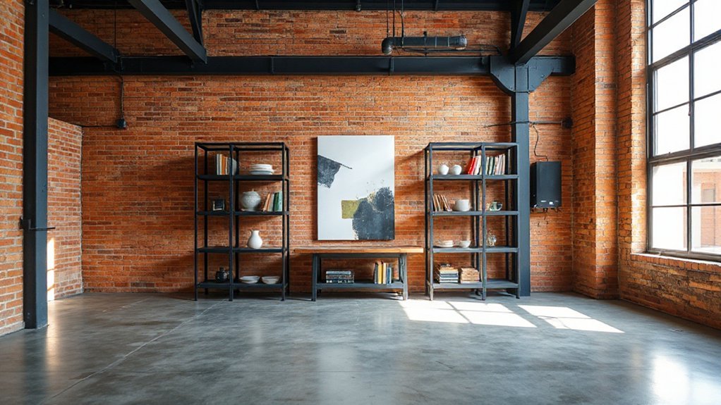 minimalist industrial shelving decor