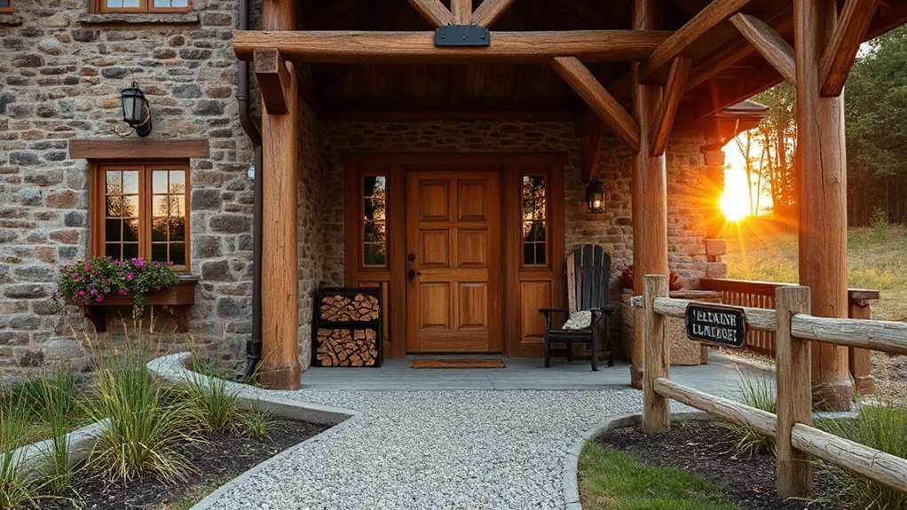 welcoming outdoor a rustic guesthouse entrance